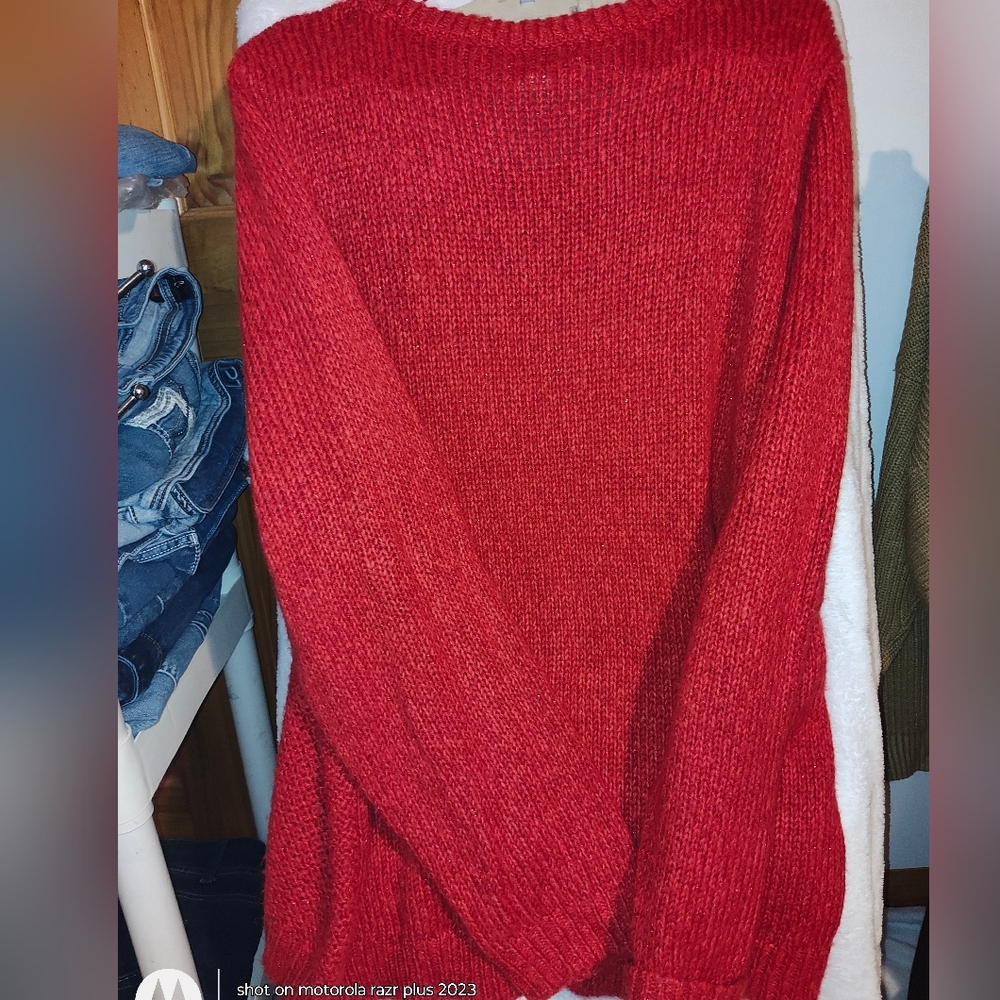 Red Women's Sweater - Picture 2 of 4
